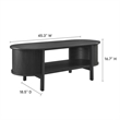 Pemberly Row Rubber Wood Oval Coffee Table with Curved Edges in Black