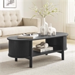 Pemberly Row Rubber Wood Oval Coffee Table with Curved Edges in Black