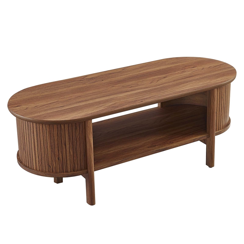 Pemberly Row Modern / Contemporary Wood Coffee Table in Walnut