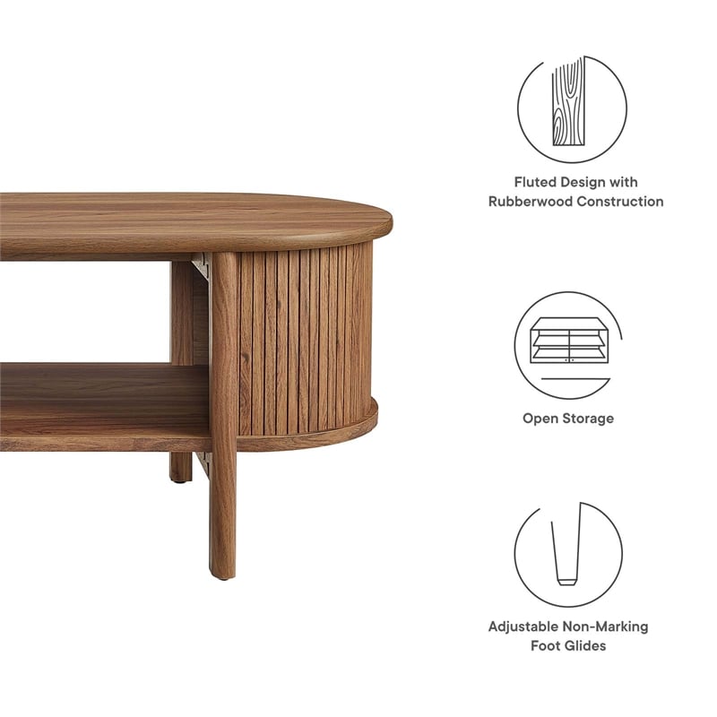 Pemberly Row Modern / Contemporary Wood Coffee Table in Walnut