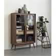 Pemberly Row Modern Oak and Rattan Sliding Glass Door Cabinet