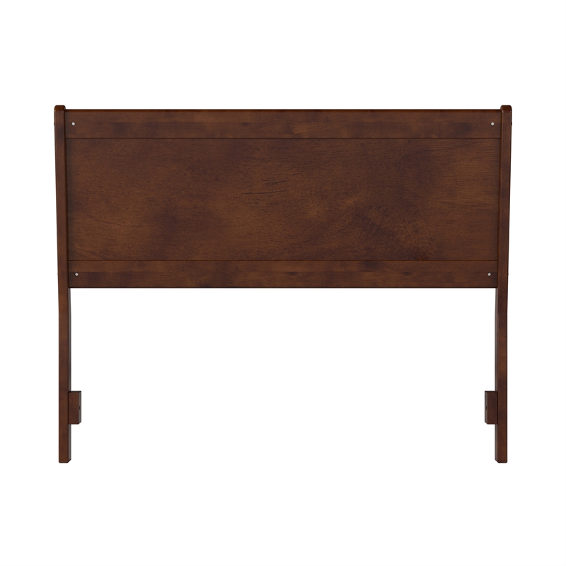 Pemberly Row Modern Full Solid Wood Panel Headboard in Walnut