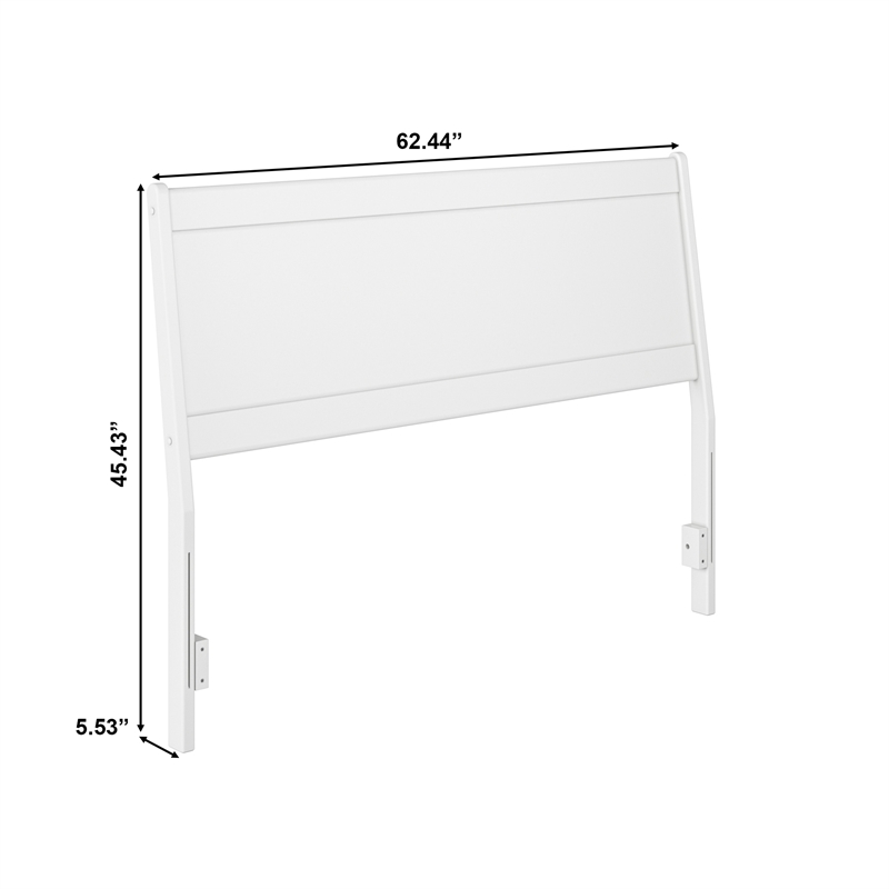 Pemberly Row Modern Queen Solid Wood Panel Headboard in White