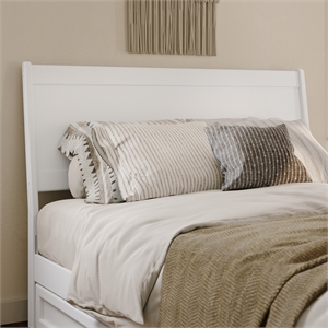 Pemberly Row Modern Queen Solid Wood Panel Headboard in White