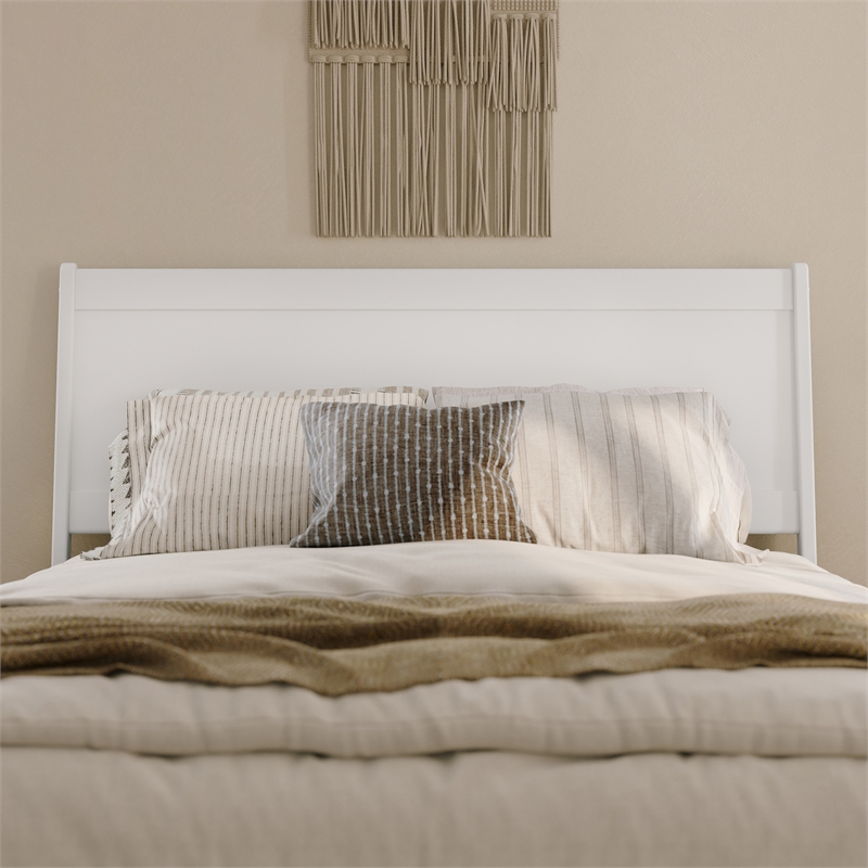 Pemberly Row Modern Queen Solid Wood Panel Headboard in White