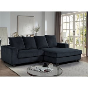 Pemberly Row Fabric Sectional Sofa Deep Seat Right Facing Sleeper Couch in Gray