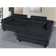 Pemberly Row Fabric Sectional Sofa Deep Seat Right Facing Sleeper Couch in Gray