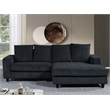 Pemberly Row Fabric Sectional Sofa Deep Seat Right Facing Sleeper Couch in Gray