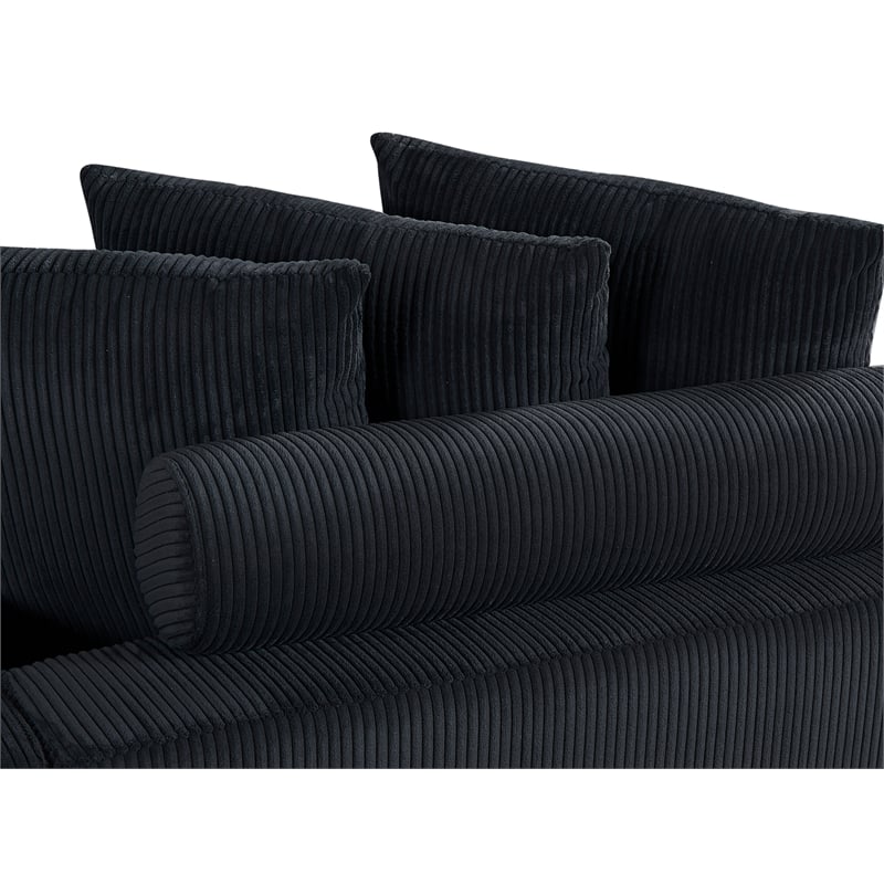 Pemberly Row Fabric Sectional Sofa Deep Seat Right Facing Sleeper Couch in Gray