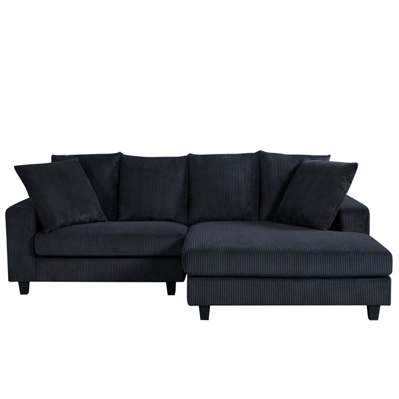 Pemberly Row Fabric Sectional Sofa Deep Seat Right Facing Sleeper Couch in Gray