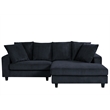 Pemberly Row Fabric Sectional Sofa Deep Seat Right Facing Sleeper Couch in Gray
