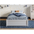 Pemberly Row Twin Solid Wood Panel Platform Bed with Twin Trundle in White