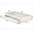 Pemberly Row Twin Solid Wood Panel Platform Bed with Twin Trundle in White