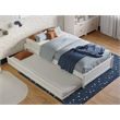 Pemberly Row Twin Solid Wood Panel Platform Bed with Twin Trundle in White