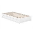 Pemberly Row Twin Solid Wood Panel Platform Bed with Twin Trundle in White