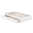 Pemberly Row Twin Solid Wood Panel Platform Bed with Twin Trundle in White