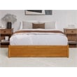 Pemberly Row Queen Wood Panel Platform Bed with Twin XL Trundle in Light Toffee