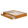Pemberly Row Queen Wood Panel Platform Bed with Twin XL Trundle in Light Toffee