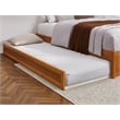 Pemberly Row Queen Wood Panel Platform Bed with Twin XL Trundle in Light Toffee