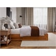 Pemberly Row Queen Wood Panel Platform Bed with Twin XL Trundle in Light Toffee