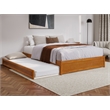 Pemberly Row Queen Wood Panel Platform Bed with Twin XL Trundle in Light Toffee