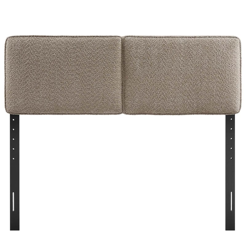 Pemberly Row Contemporary Boucle Fabric King Headboard in Oatmeal
