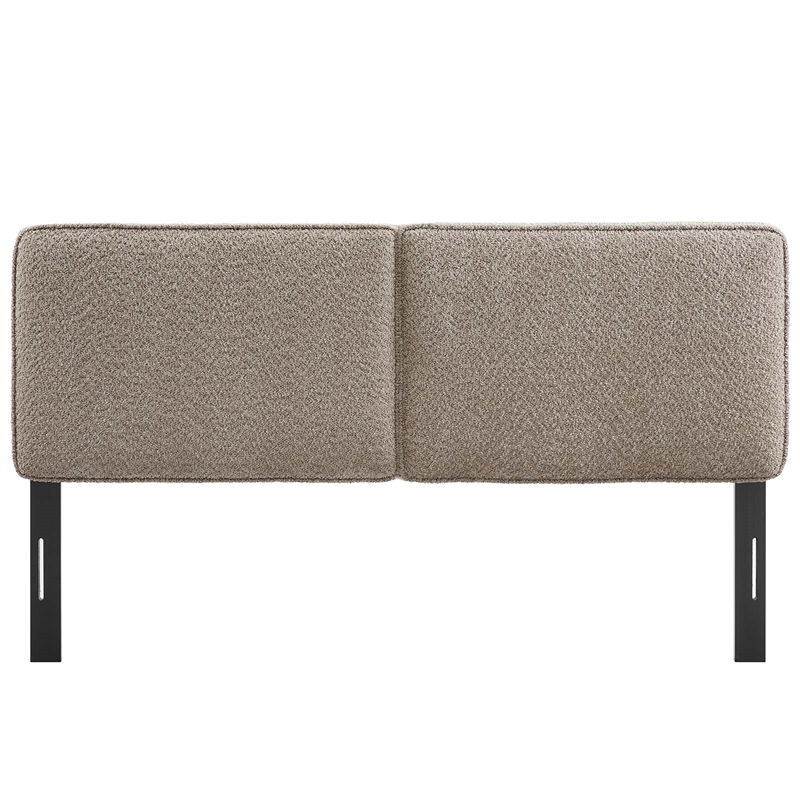 Pemberly Row Contemporary Boucle Fabric King Headboard in Oatmeal