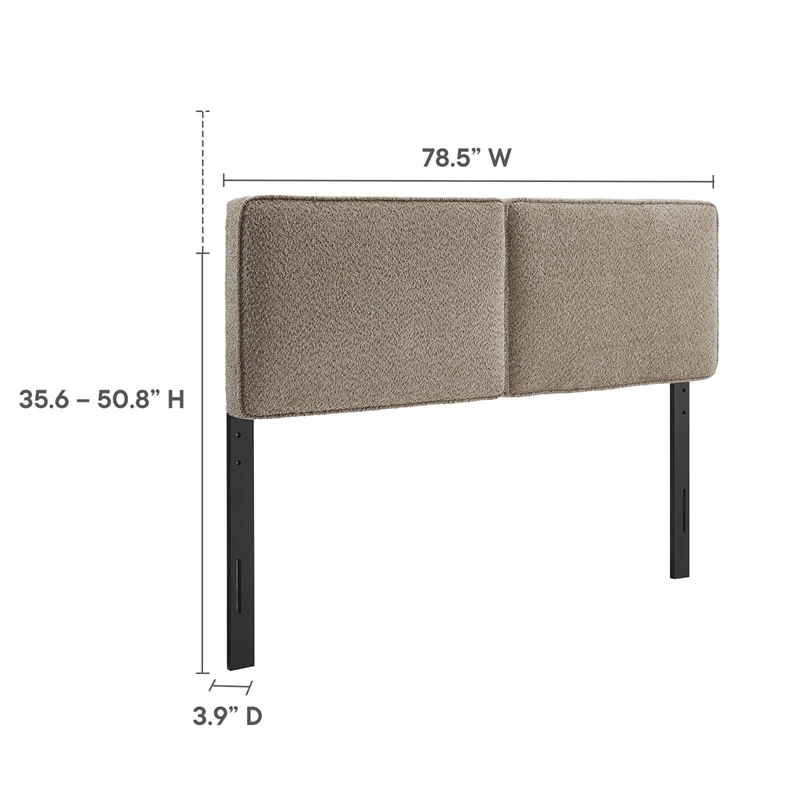 Pemberly Row Contemporary Boucle Fabric King Headboard in Oatmeal