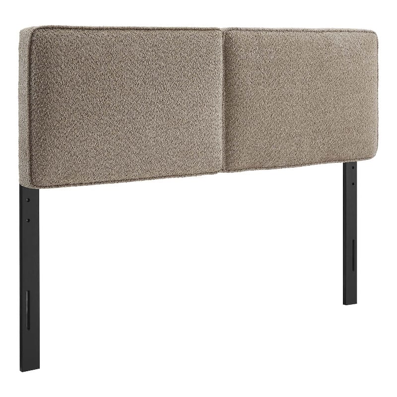 Pemberly Row Contemporary Boucle Fabric King Headboard in Oatmeal