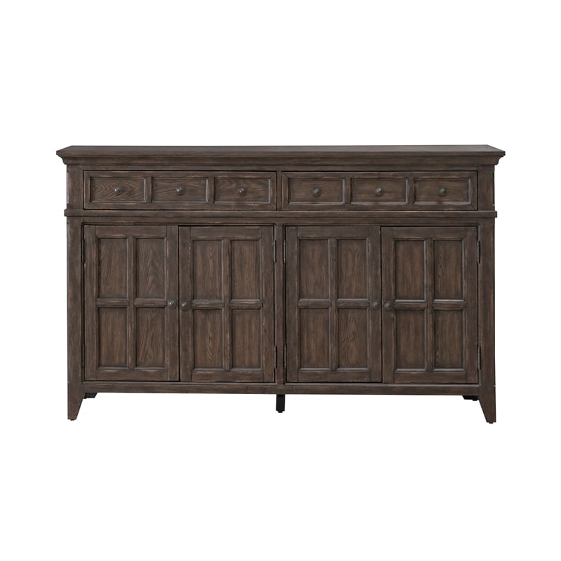 Pemberly Row Modern / Contemporary Wood Buffet in Saddle Brown
