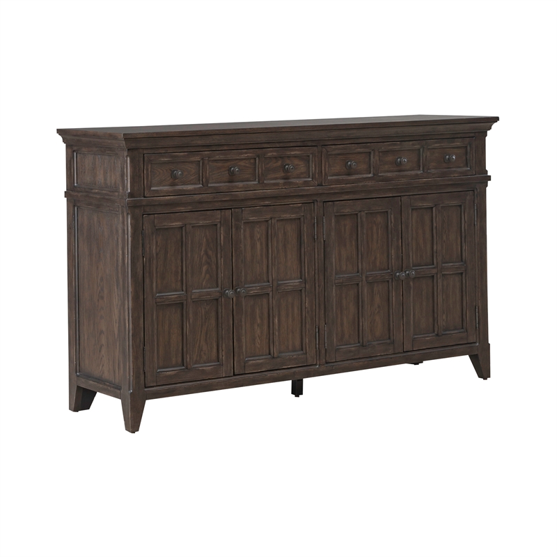 Pemberly Row Modern / Contemporary Wood Buffet in Saddle Brown