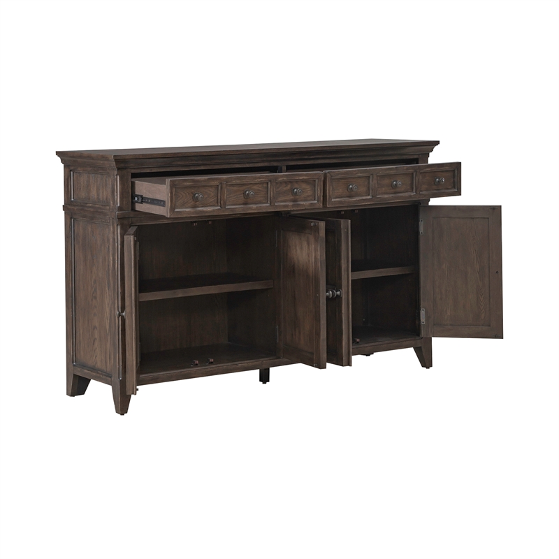 Pemberly Row Modern / Contemporary Wood Buffet in Saddle Brown