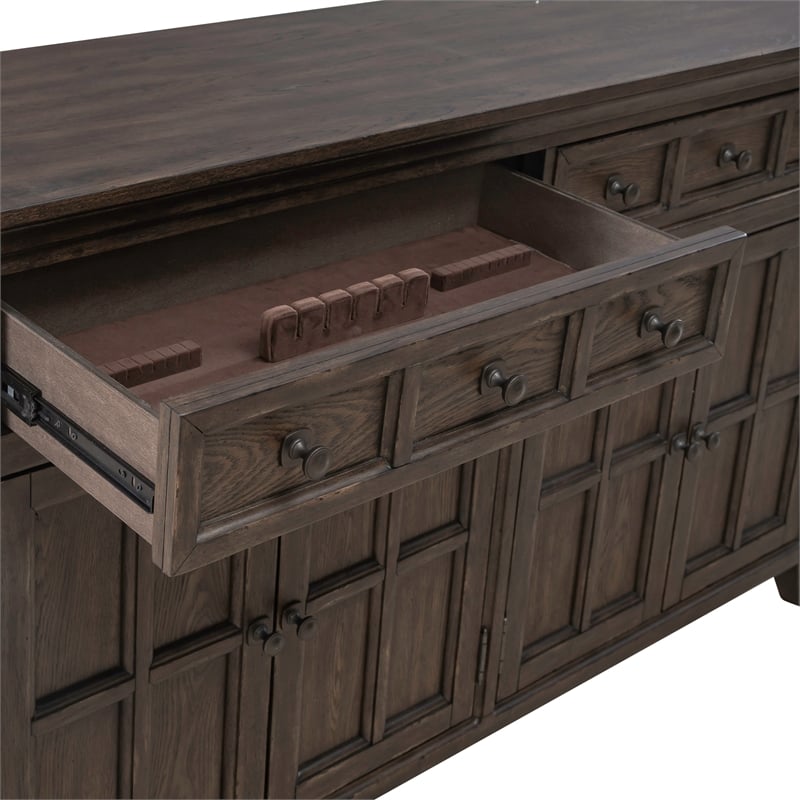 Pemberly Row Modern / Contemporary Wood Buffet in Saddle Brown