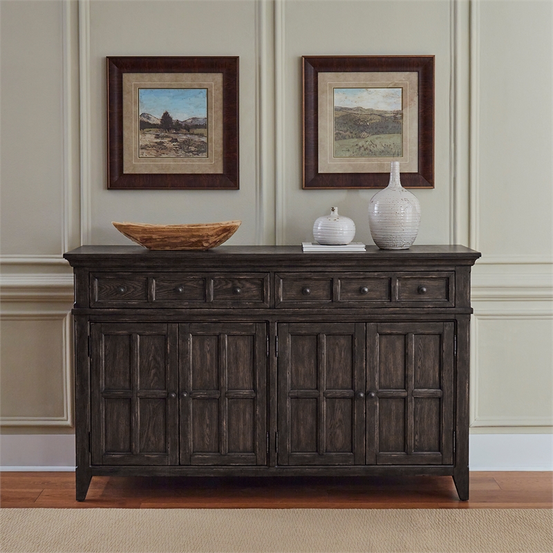 Pemberly Row Modern / Contemporary Wood Buffet in Saddle Brown