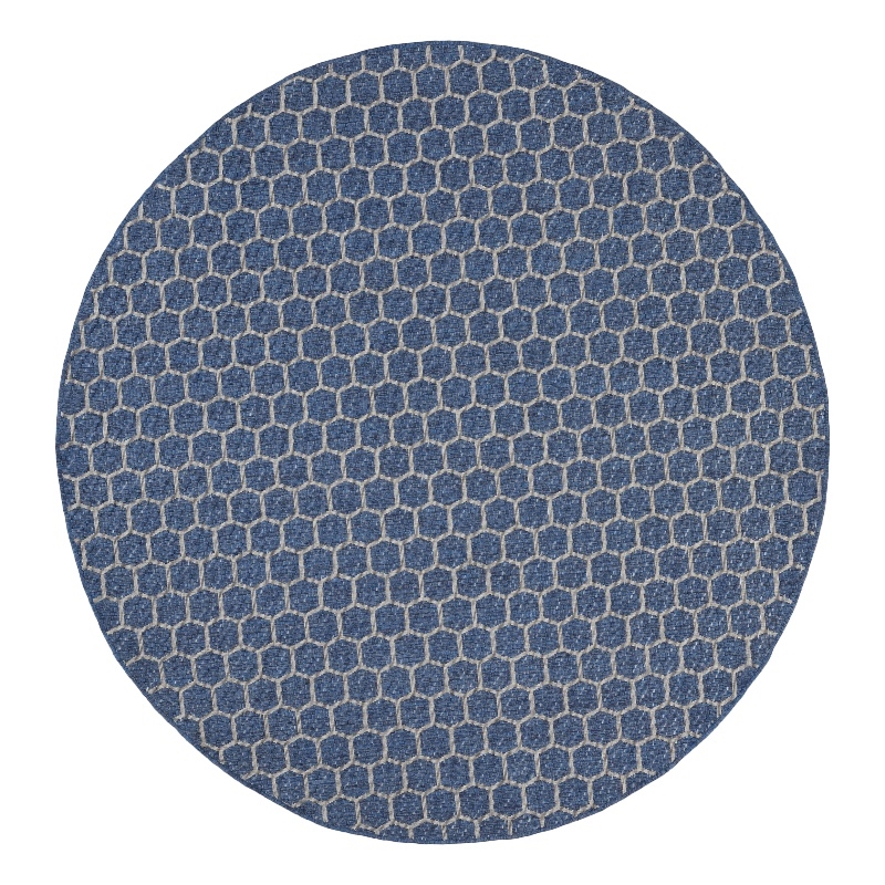 Pemberly Row Modern Reversible Ind/Outd 8' x Round Blue Area Rug