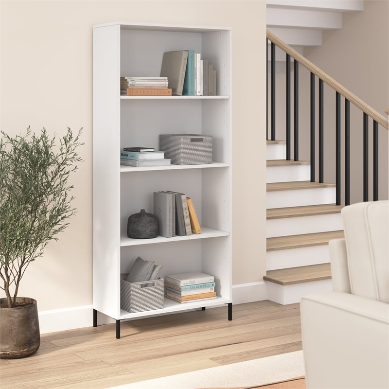 Pemberly Row Contemporary 4 Shelf Bookcase - Engineered Wood
