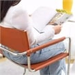 Pemberly Row Faux Leather Stainless Steel Chair with Two-piece Set in Amber