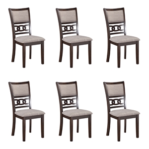 Pemberly Row Modern Solid Wood Dining Chair in Cherry (Set of 6)