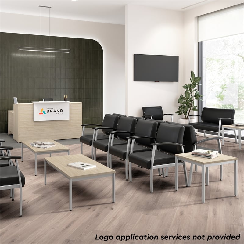 Pemberly Row 60W x 72D L Shaped Reception Desk in Natural Elm - Engineered Wood