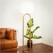 Pemberly Row Modern Radiant Aura Brass Ring Base Metal Floor Lamp