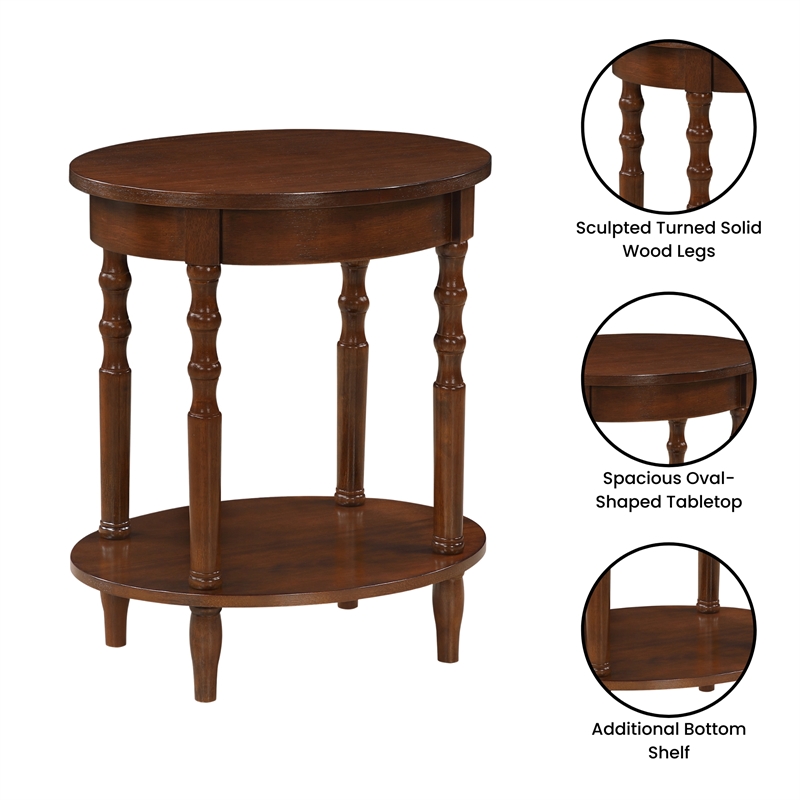 Pemberly Row Oval End Table with Shelf in Espresso Wood Finish