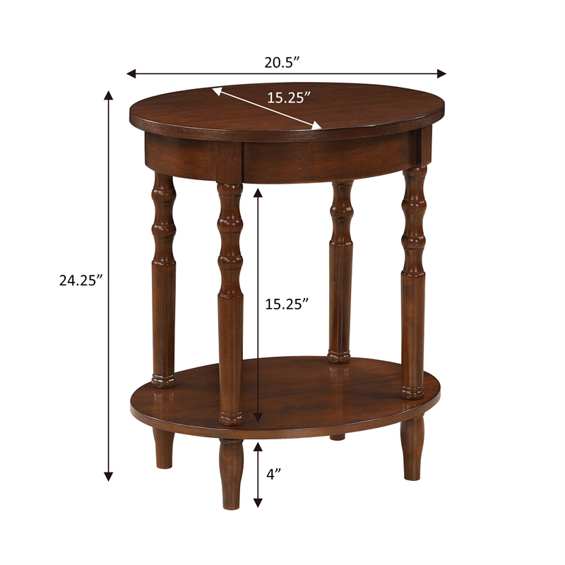 Pemberly Row Oval End Table with Shelf in Espresso Wood Finish