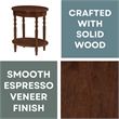 Pemberly Row Oval End Table with Shelf in Espresso Wood Finish