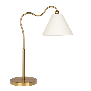 Pemberly Row Shine Brass Ring Base Curved Brass & Metal Table Lamp