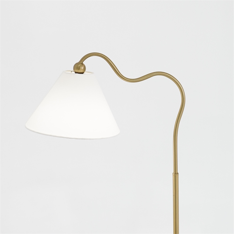 Pemberly Row Shine Brass Ring Base Curved Brass & Metal Table Lamp