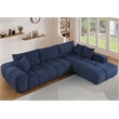 Pemberly Row Blue Modular Couch w/ Chaise Chenille Deep Sectionals w/ Large Seat