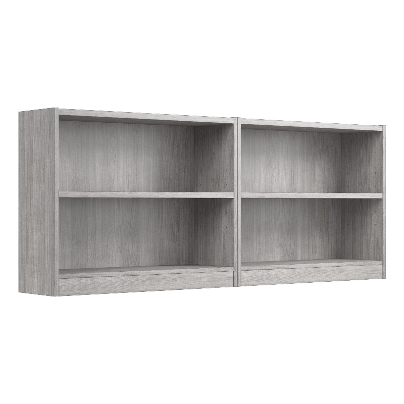 Pemberly Row Wood Universal Small 2 Bookshelf Bookcase Set - Platinum Gray