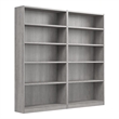 Pemberly Row Engineered Wood Universal Tall 5 Shelf Bookcase Set - Platinum Gray