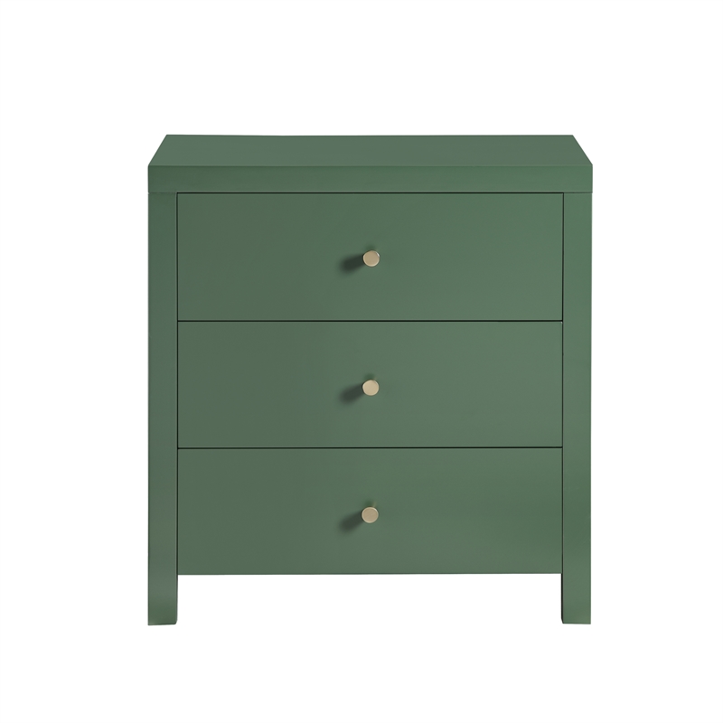 Pemberly Row Modern 3-drawer Vintage Green Painted Wood Nightstand