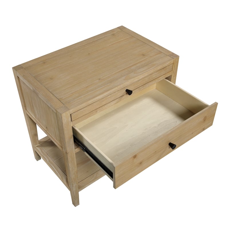 Pemberly Row Contemporary 1-drawer Natural Finish Wood Nightstand